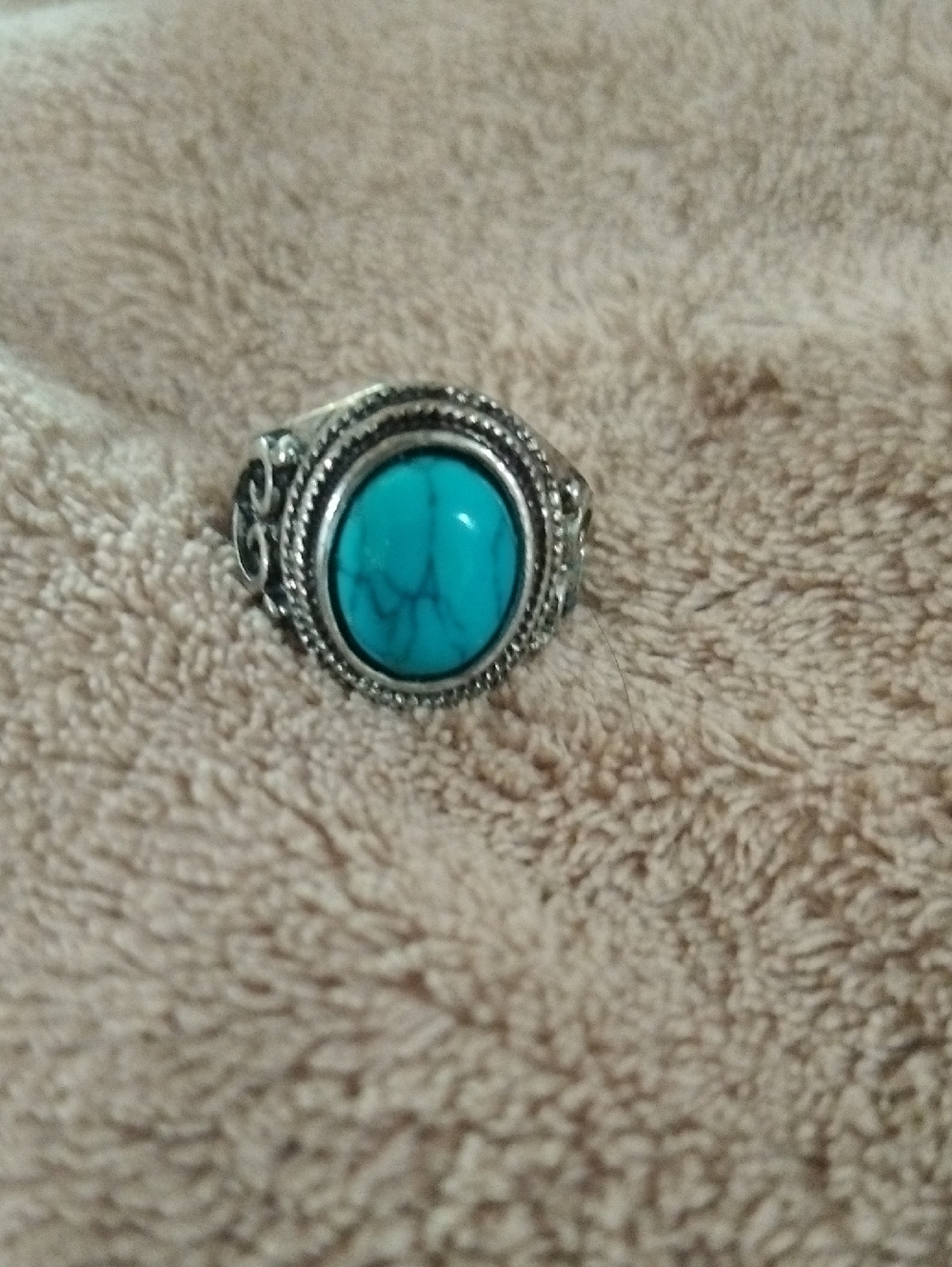 Turquoise Stone Silver-Accent Women's Ring Size 8